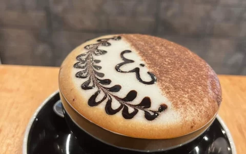 Mocha art on a mocha at the best cafe in Rawai: Poached Breakfast Cafe Rawai, Phuket, Thailand