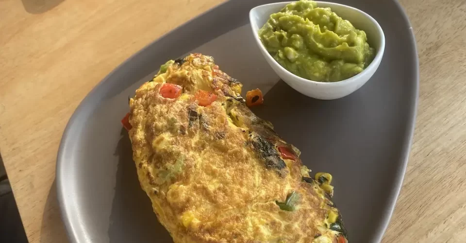 Spicy Mexican flavours in an omelette with smashed avocado on the side. This is the perfect meal after visiting one of the great gyms near Nai Harn. Only at Poached Breakfast Cafe, Rawai, Phuket, Thailand